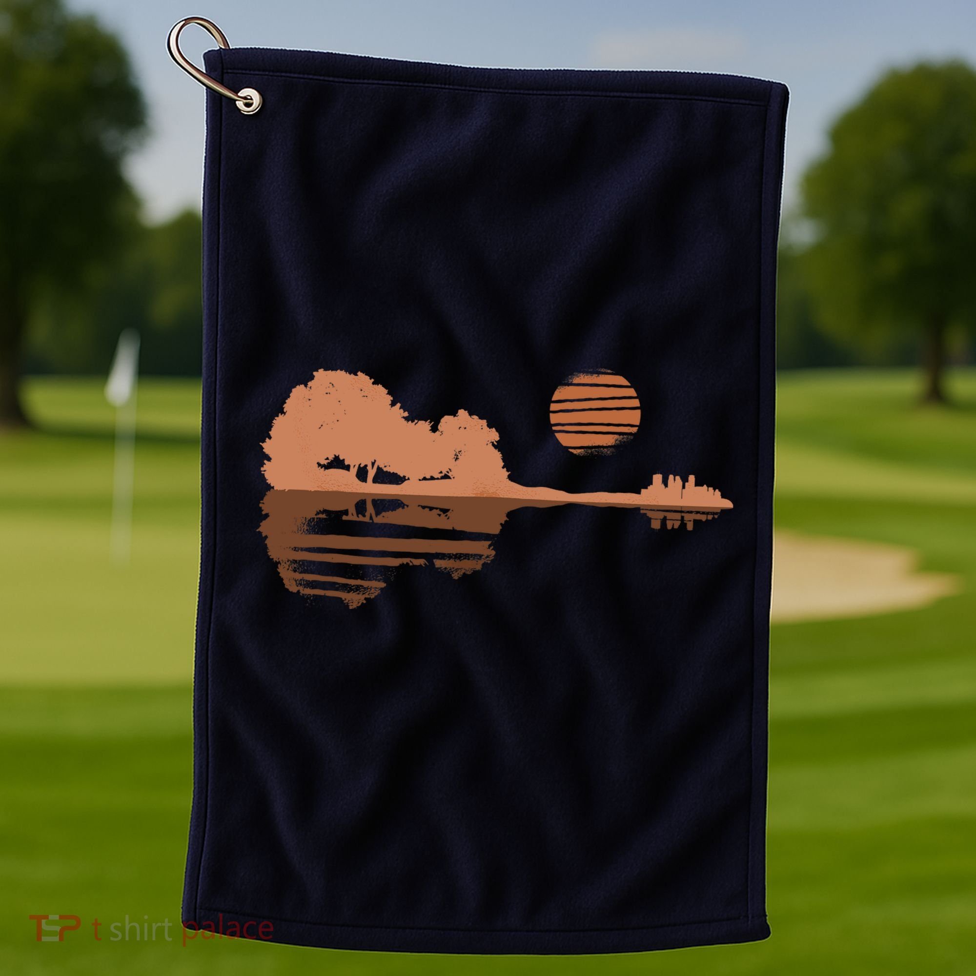 Guitar Lake Shadow Black History BLM Musician Guitarist Golf Towel