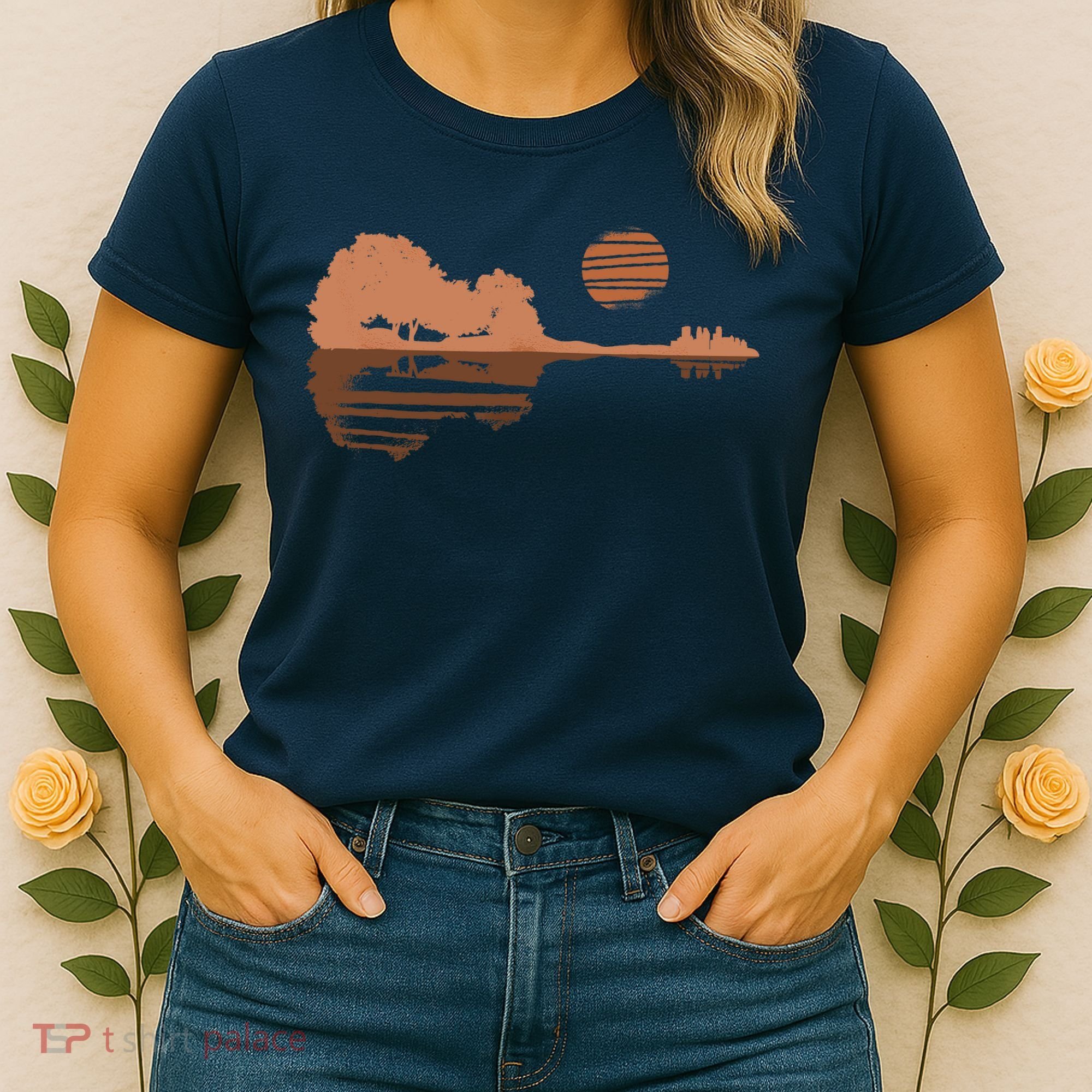 Guitar Lake Shadow Black History BLM Musician Guitarist Women's T-Shirt