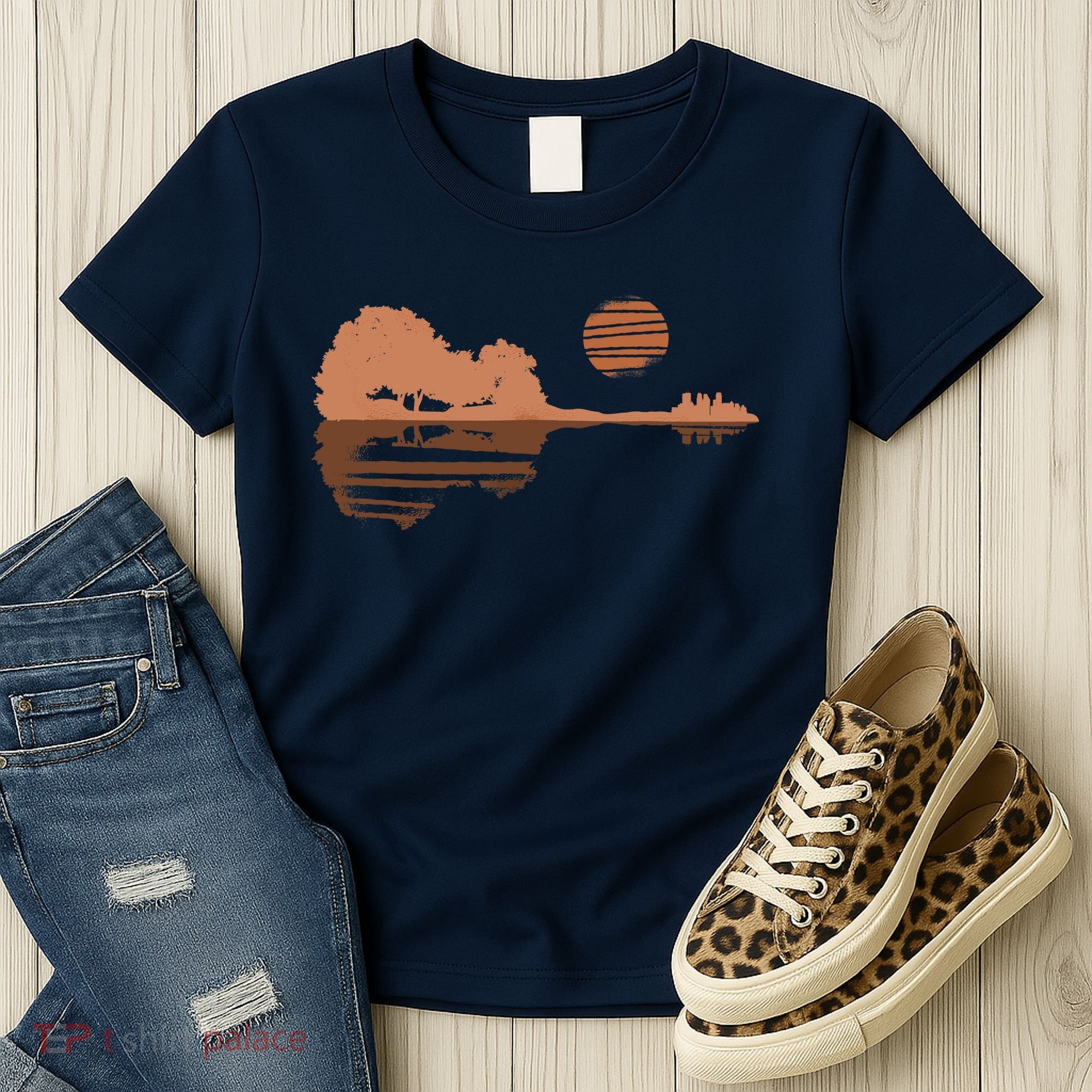 Guitar Lake Shadow Black History BLM Musician Guitarist Women's T-Shirt