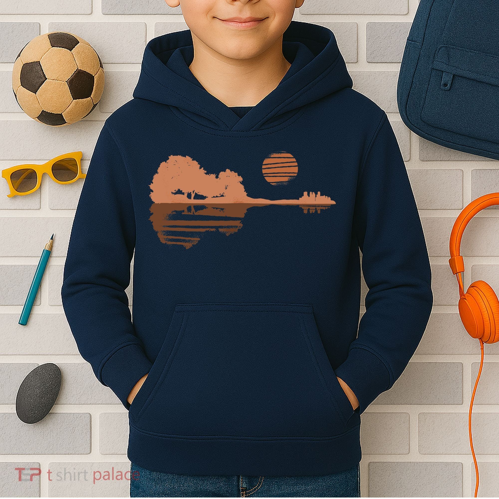 Guitar Lake Shadow Black History BLM Musician Guitarist Kids Hoodie