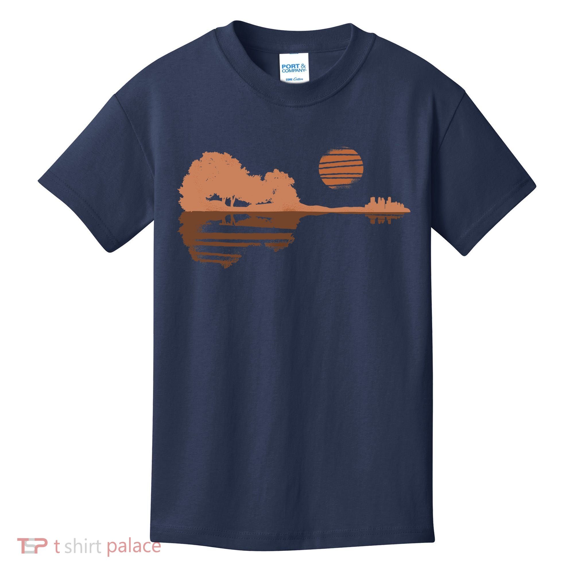 Guitar Lake Shadow Black History BLM Musician Guitarist Kids T-Shirt