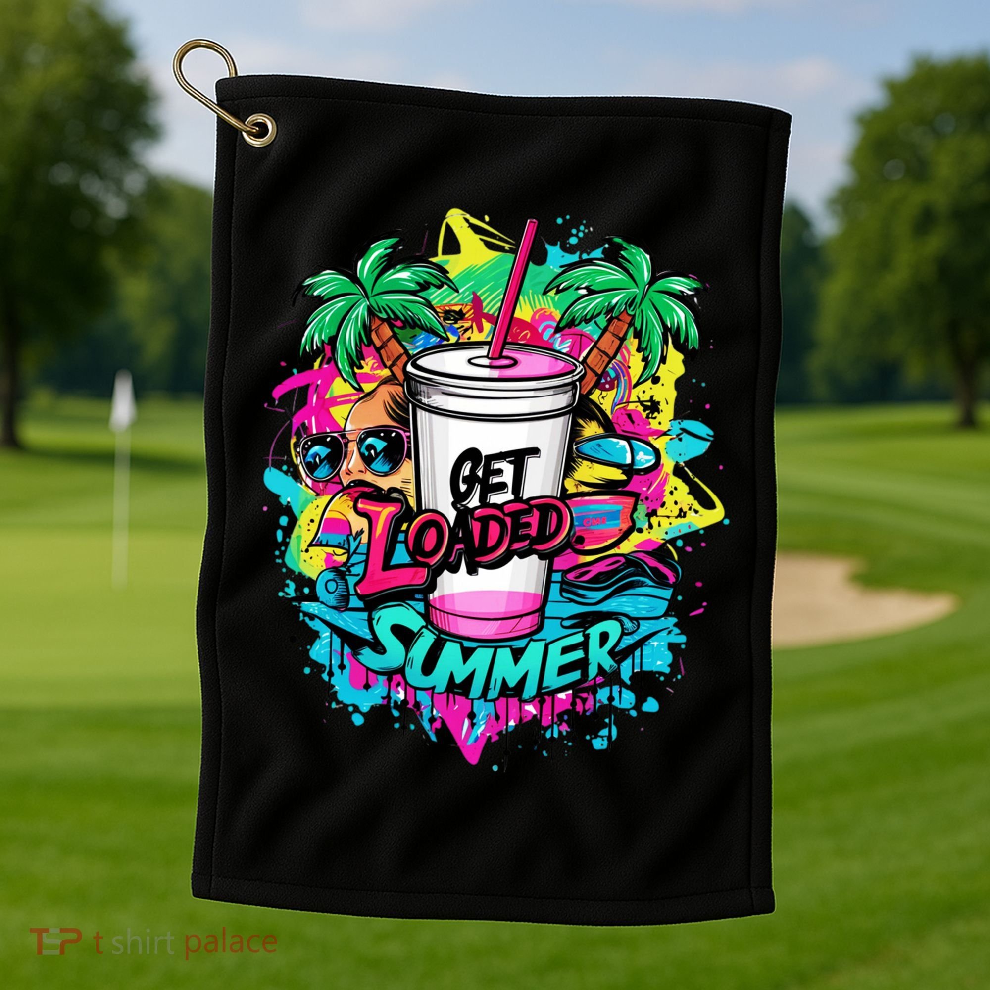 Get Loaded Summer Tea Junkie Ice Tea Dye Summer Vibes Gift Golf Towel
