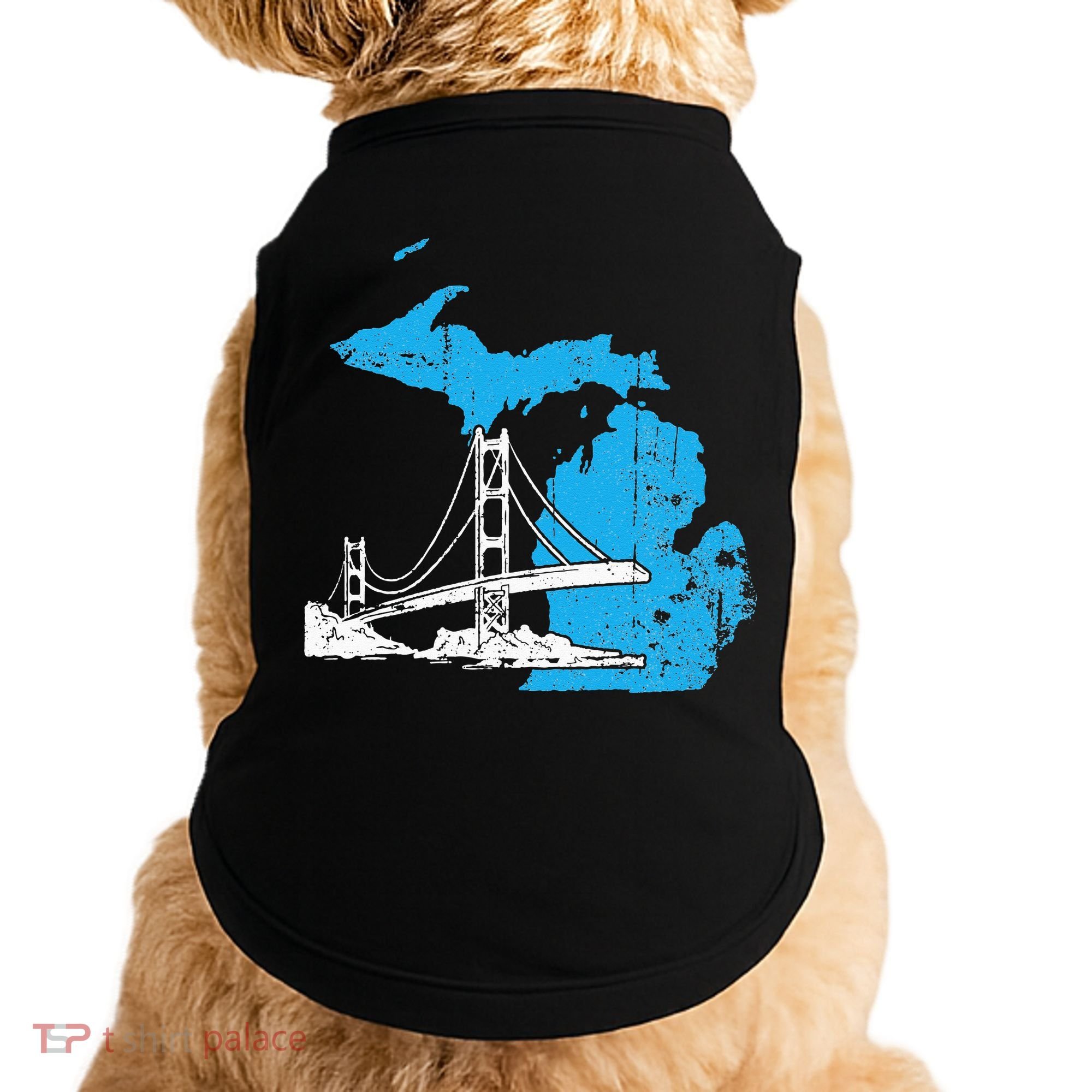 Great Lakes Shaped  Summer Michigan Mackinac Bridge Doggie Tank