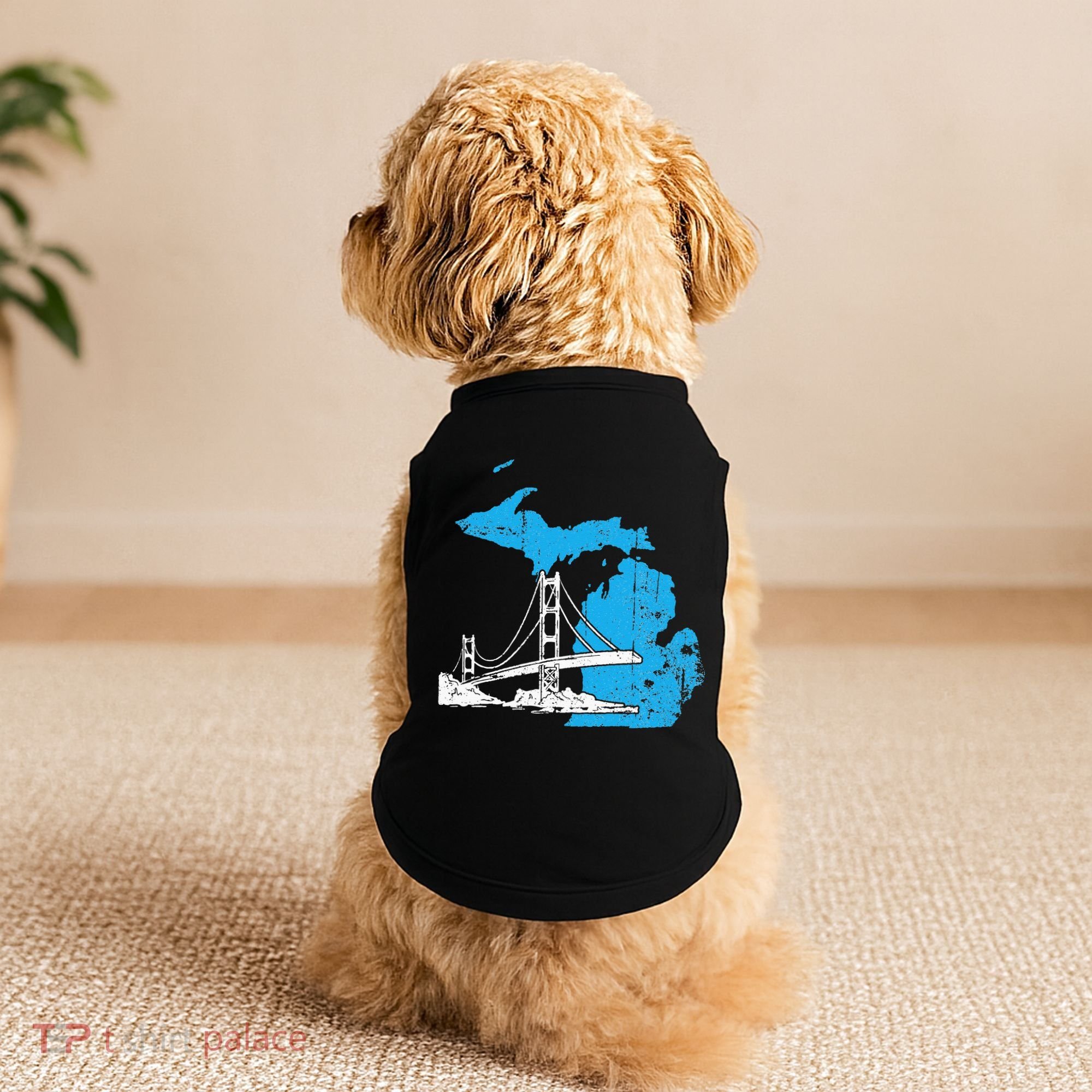 Great Lakes Shaped  Summer Michigan Mackinac Bridge Doggie Tank
