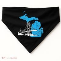 Great Lakes Shaped  Summer Michigan Mackinac Bridge USA-Made Doggie Bandana thumb 0