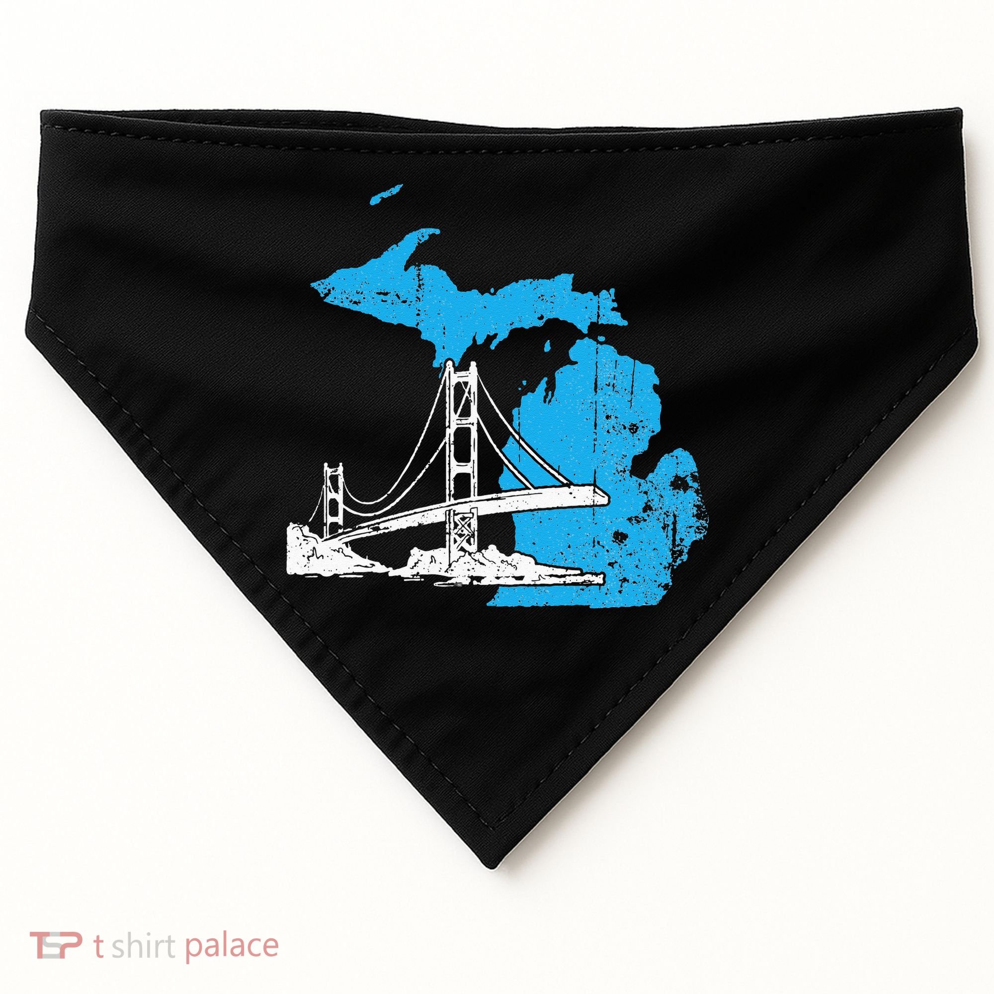 Great Lakes Shaped  Summer Michigan Mackinac Bridge USA-Made Doggie Bandana