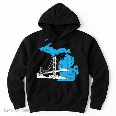 Great Lakes Shaped  Summer Michigan Mackinac Bridge Hoodie