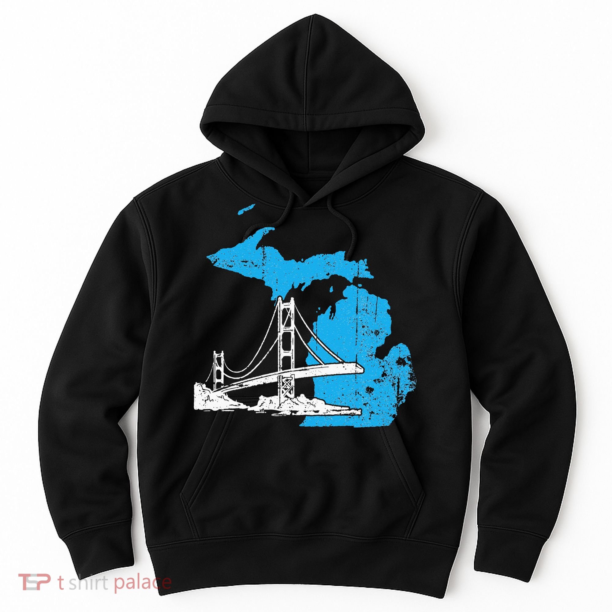 Great Lakes Shaped  Summer Michigan Mackinac Bridge Hoodie