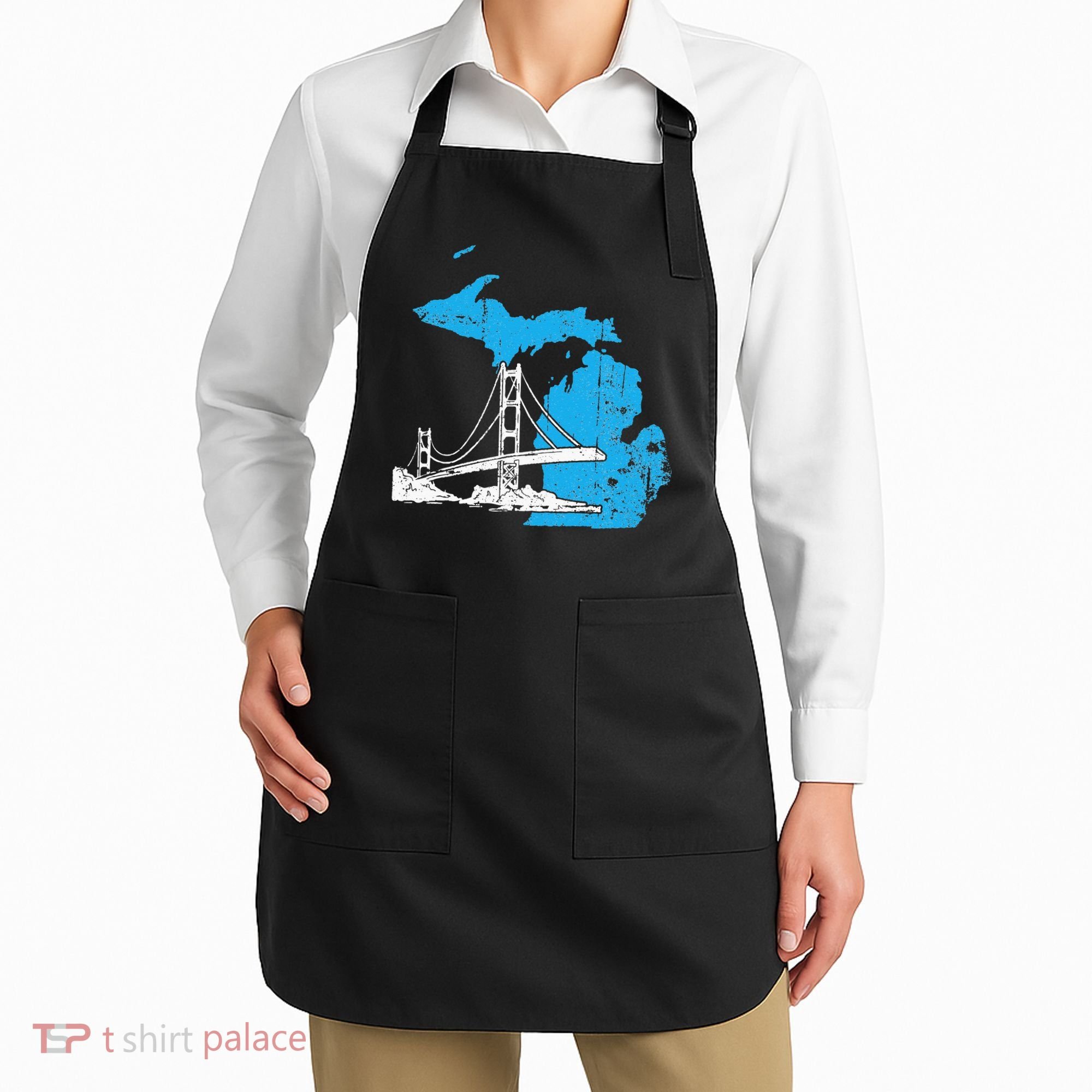 Great Lakes Shaped  Summer Michigan Mackinac Bridge Apron