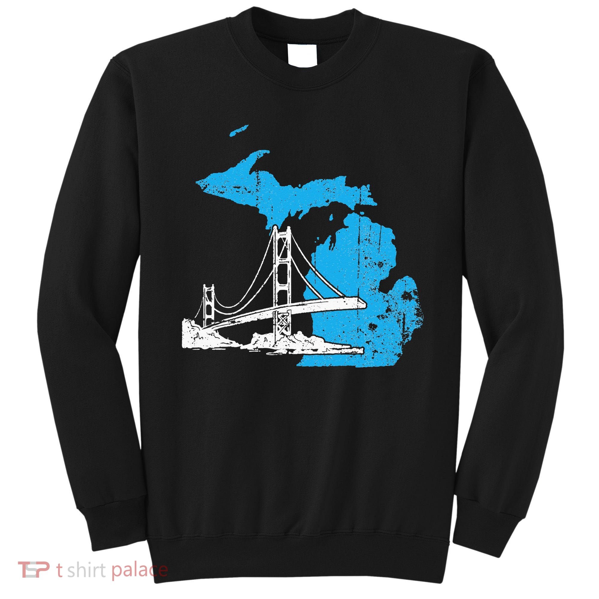 Great Lakes Shaped  Summer Michigan Mackinac Bridge Sweatshirt
