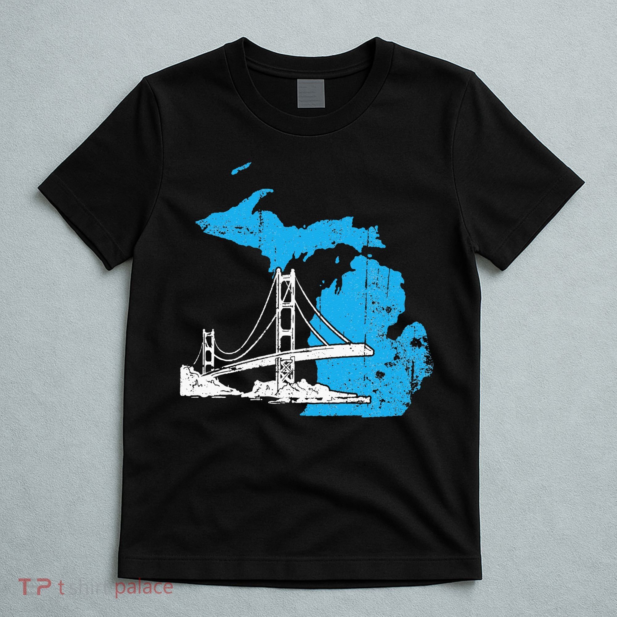 Great Lakes Shaped  Summer Michigan Mackinac Bridge T-Shirt