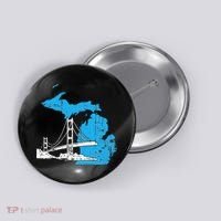 Great Lakes Shaped  Summer Michigan Mackinac Bridge Button thumb 0