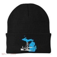 Great Lakes Shaped  Summer Michigan Mackinac Bridge Beanie thumb 0