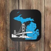 Great Lakes Shaped  Summer Michigan Mackinac Bridge Coaster thumb 0