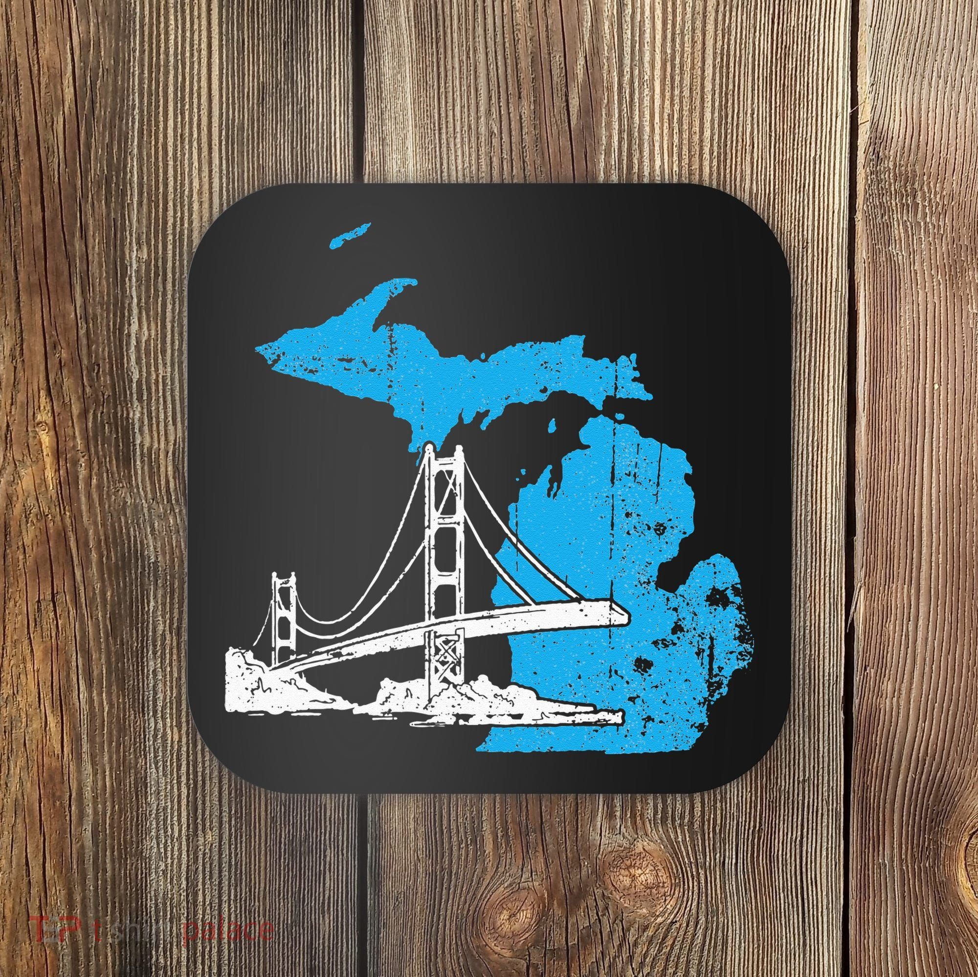 Great Lakes Shaped  Summer Michigan Mackinac Bridge Coaster