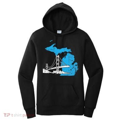 Great Lakes Shaped  Summer Michigan Mackinac Bridge Women's Hoodie