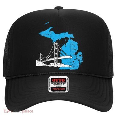 Great Lakes Shaped  Summer Michigan Mackinac Bridge Hat