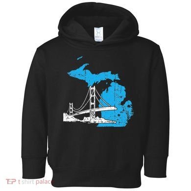 Great Lakes Shaped  Summer Michigan Mackinac Bridge Toddler Hoodie
