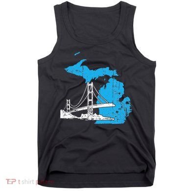 Great Lakes Shaped  Summer Michigan Mackinac Bridge Tank Top