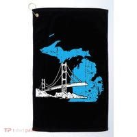 Great Lakes Shaped  Summer Michigan Mackinac Bridge Golf Towel thumb 0