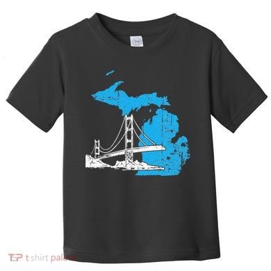 Great Lakes Shaped  Summer Michigan Mackinac Bridge Toddler T-Shirt