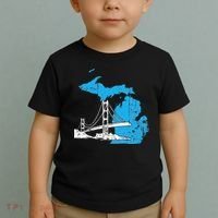 Great Lakes Shaped  Summer Michigan Mackinac Bridge Toddler T-Shirt thumb 2