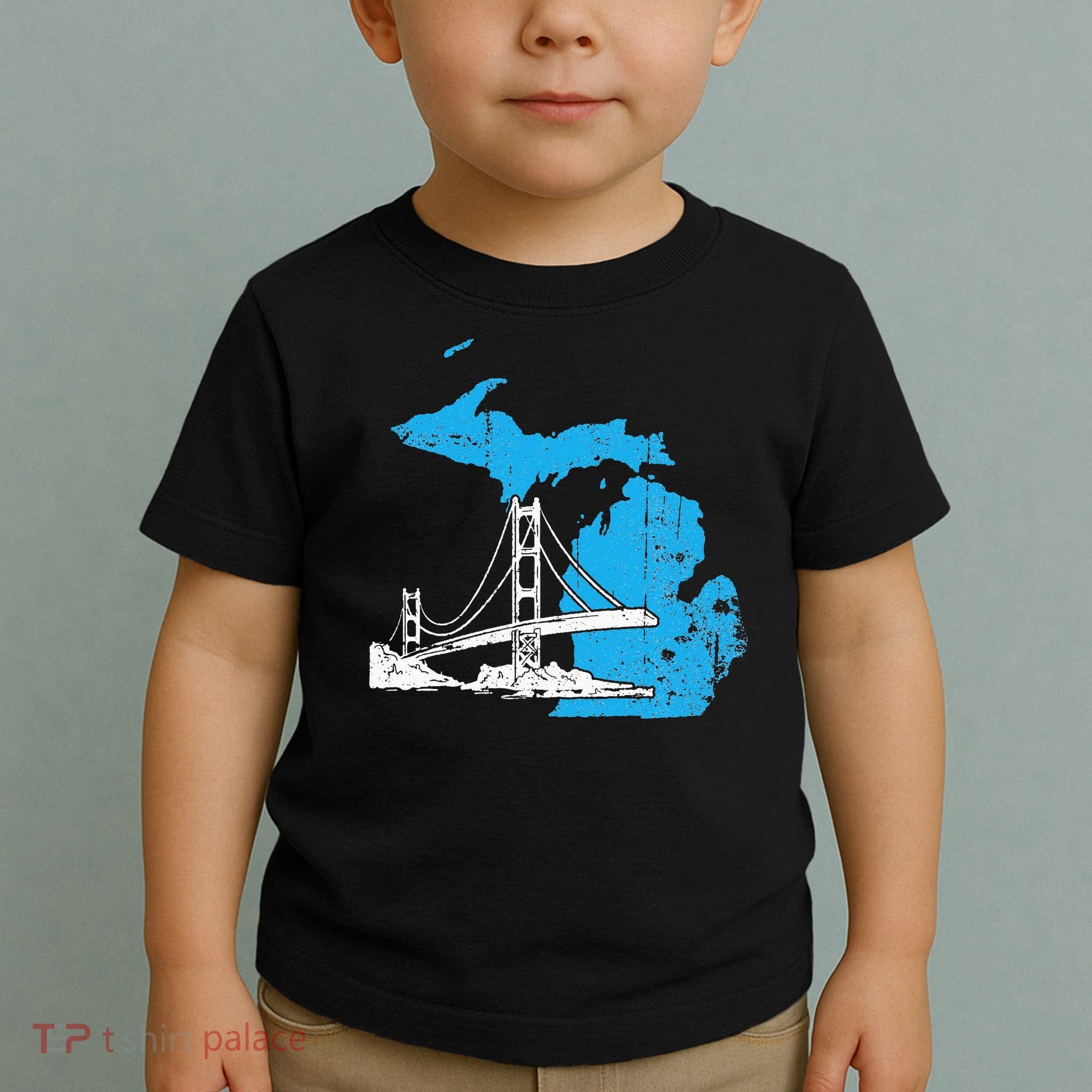 Great Lakes Shaped  Summer Michigan Mackinac Bridge Toddler T-Shirt