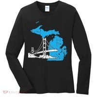 Great Lakes Shaped  Summer Michigan Mackinac Bridge Women's Long Sleeve Shirt thumb 0