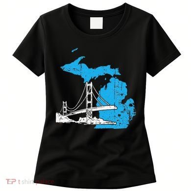 Great Lakes Shaped  Summer Michigan Mackinac Bridge Women's T-Shirt