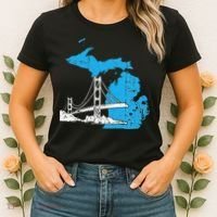 Great Lakes Shaped  Summer Michigan Mackinac Bridge Women's T-Shirt thumb 2