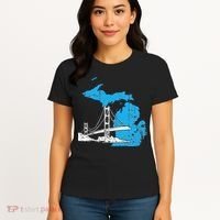 Great Lakes Shaped  Summer Michigan Mackinac Bridge Women's T-Shirt thumb 4