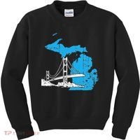 Great Lakes Shaped  Summer Michigan Mackinac Bridge Kids Sweatshirt thumb 0