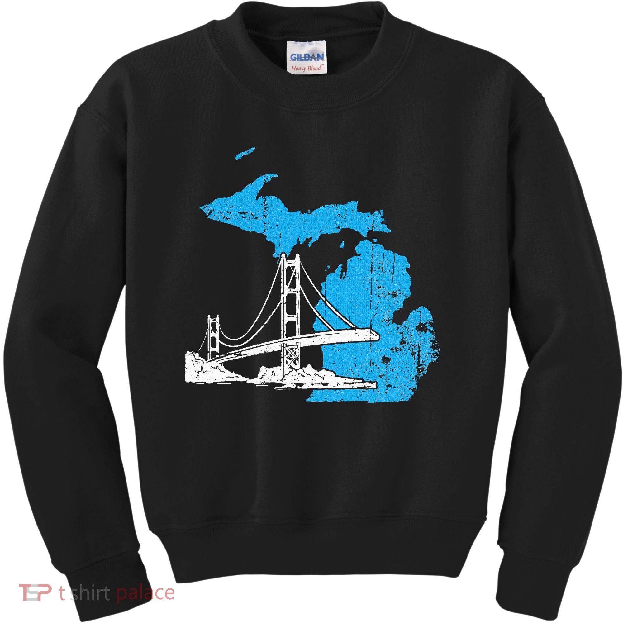 Great Lakes Shaped  Summer Michigan Mackinac Bridge Kids Sweatshirt