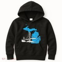 Great Lakes Shaped  Summer Michigan Mackinac Bridge Kids Hoodie thumb 0