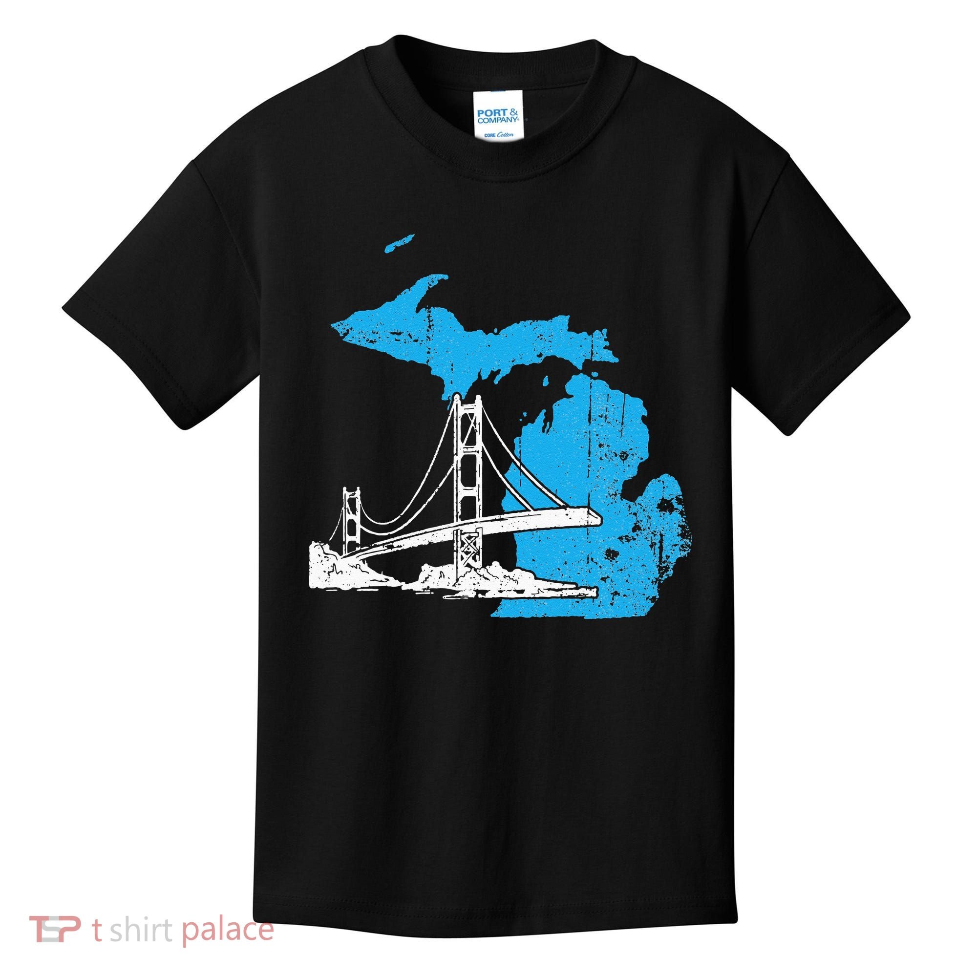 Great Lakes Shaped  Summer Michigan Mackinac Bridge Kids T-Shirt