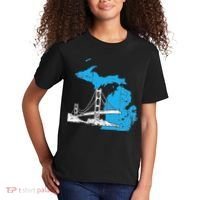 Great Lakes Shaped  Summer Michigan Mackinac Bridge Kids T-Shirt thumb 2