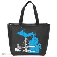 Great Lakes Shaped  Summer Michigan Mackinac Bridge Tote Bag thumb 0