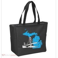 Great Lakes Shaped  Summer Michigan Mackinac Bridge Tote Bag thumb 2
