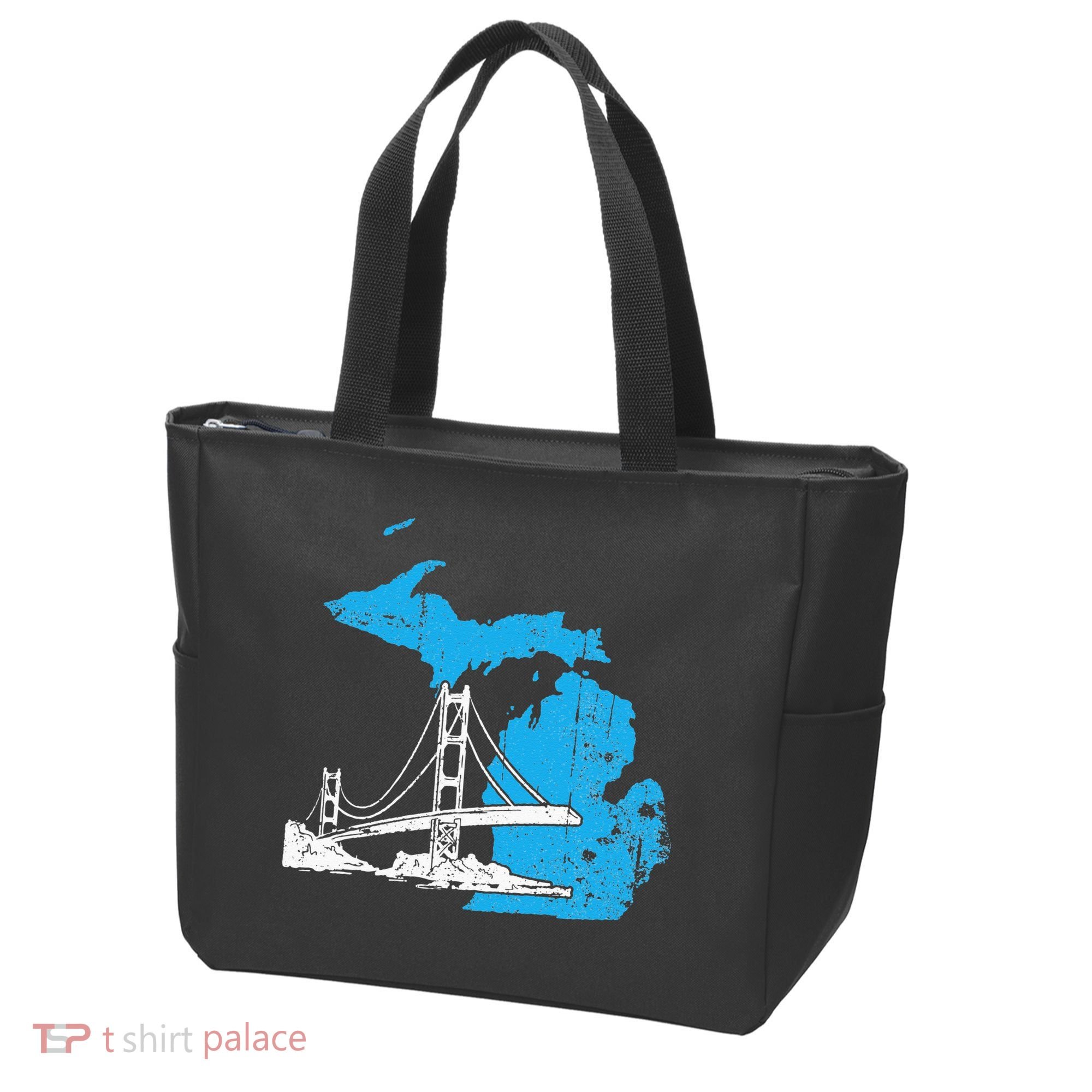 Great Lakes Shaped  Summer Michigan Mackinac Bridge Tote Bag