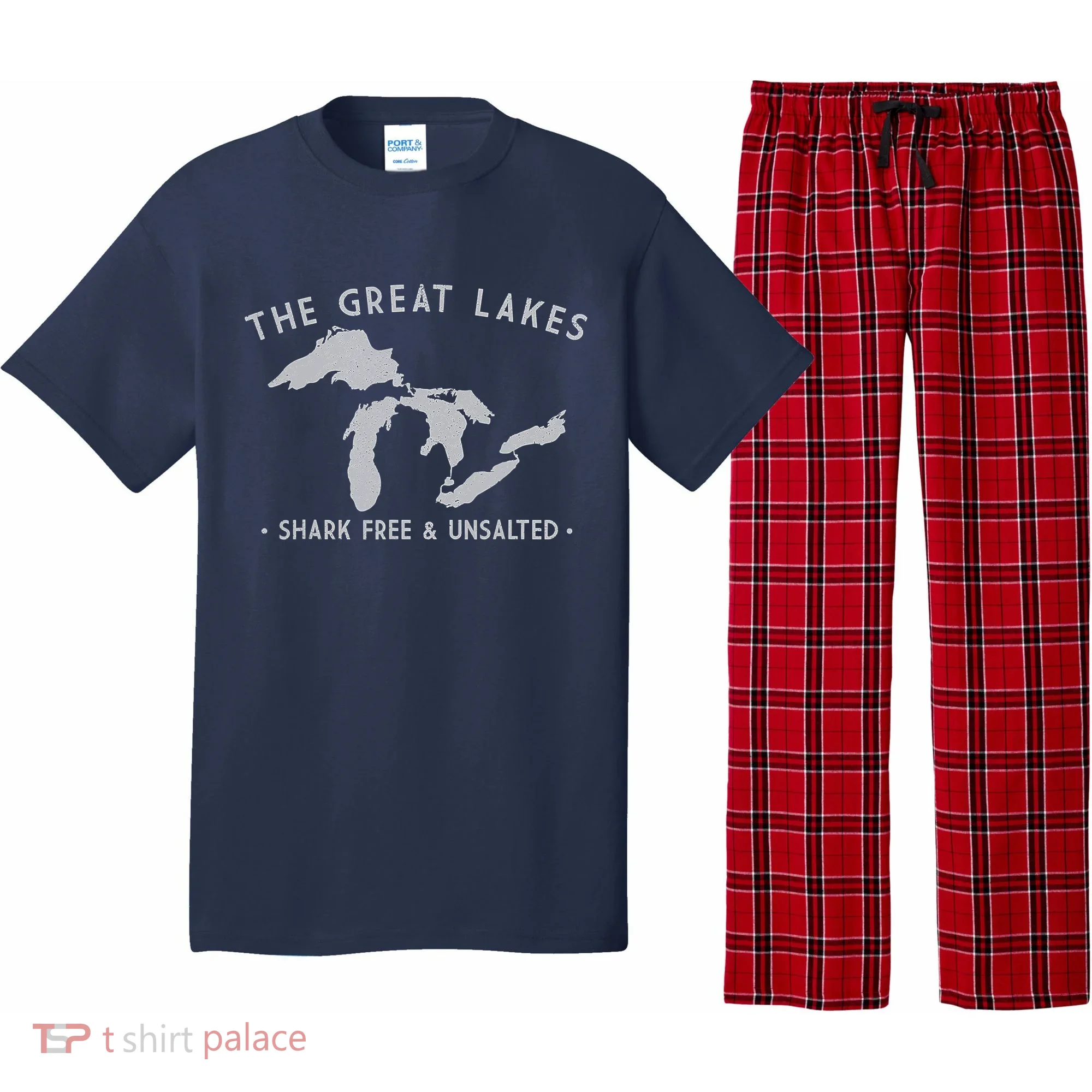 Great Lakes Shark Free And Unsalted Funny Vintage Pajama Set