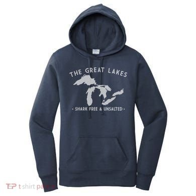 Great Lakes Shark Free And Unsalted Funny Vintage Women's Hoodie