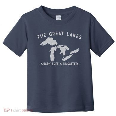 Great Lakes Shark Free And Unsalted Funny Vintage Toddler T-Shirt