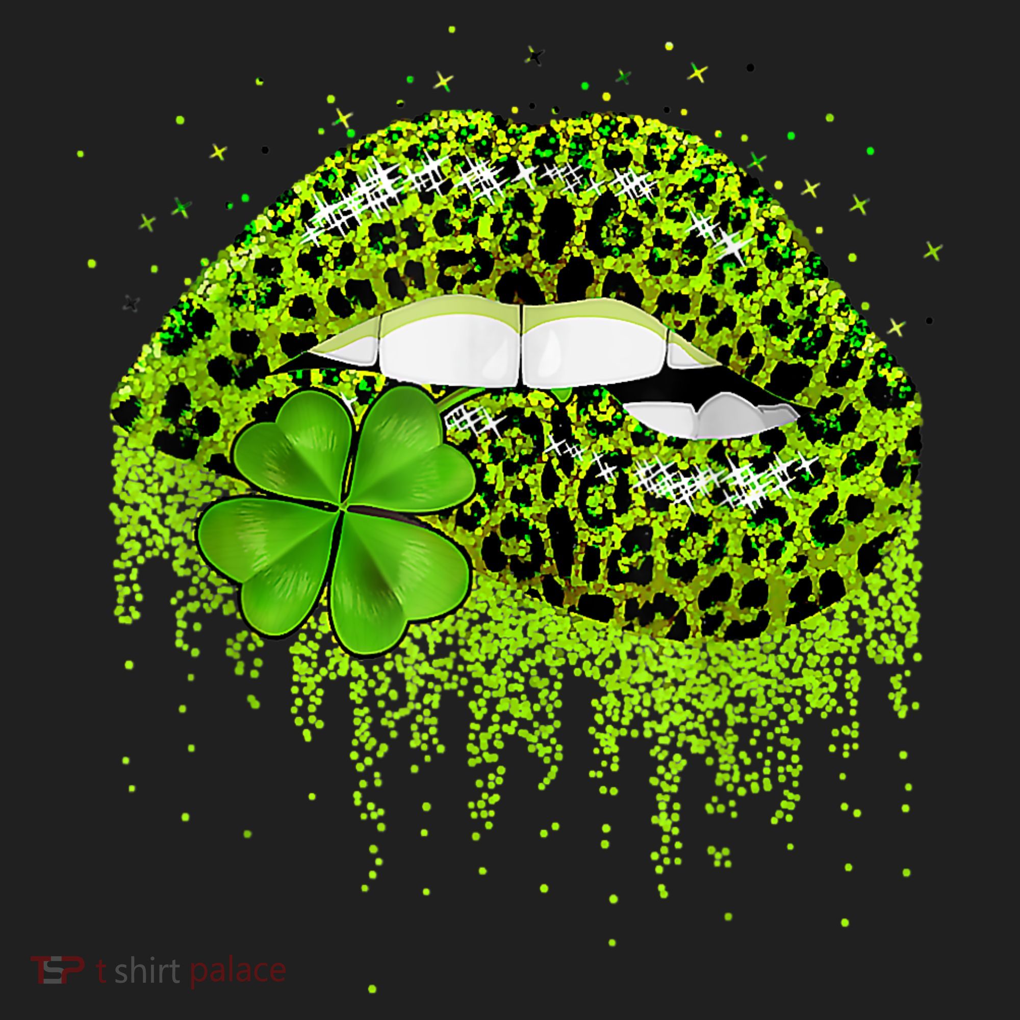Green Lips Sexy Irish Leopard Shamrock St Patricks Day 7 Panel Mesh Trucker Snapback Hat