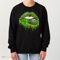 Green Lips Sexy Irish Leopard Shamrock St Patricks Day Women's Sweatshirt thumb 0