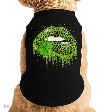 Green Lips Sexy Irish Leopard Shamrock St Patricks Day Doggie Tank