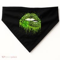 Green Lips Sexy Irish Leopard Shamrock St Patricks Day USA-Made Doggie Bandana thumb 0