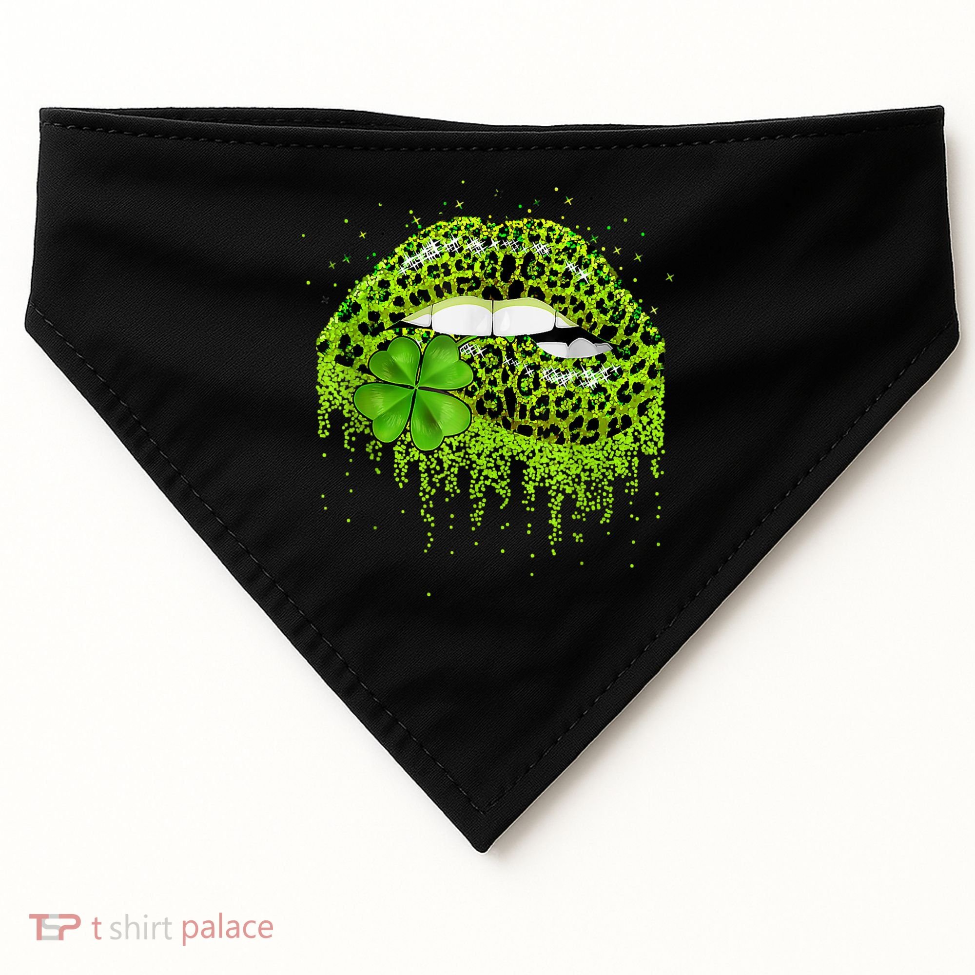 Green Lips Sexy Irish Leopard Shamrock St Patricks Day USA-Made Doggie Bandana