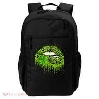 Green Lips Sexy Irish Leopard Shamrock St Patricks Day Backpack thumb 0