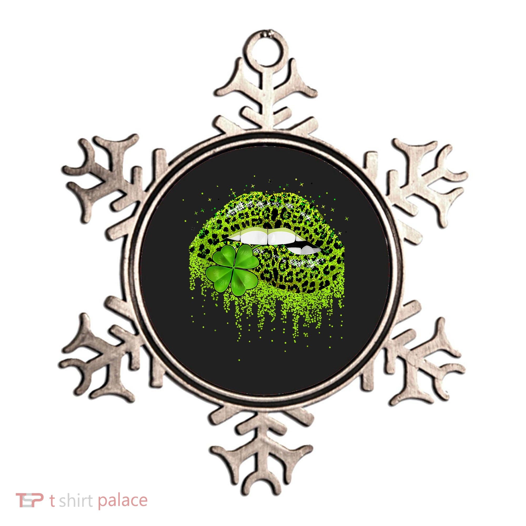 Green Lips Sexy Irish Leopard Shamrock St Patricks Day Ornament