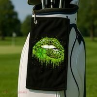 Green Lips Sexy Irish Leopard Shamrock St Patricks Day Golf Towel thumb 2